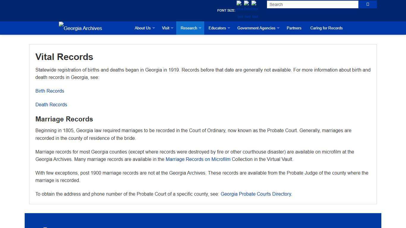 Vital Records Georgia Archives